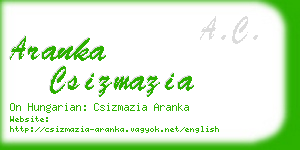 aranka csizmazia business card